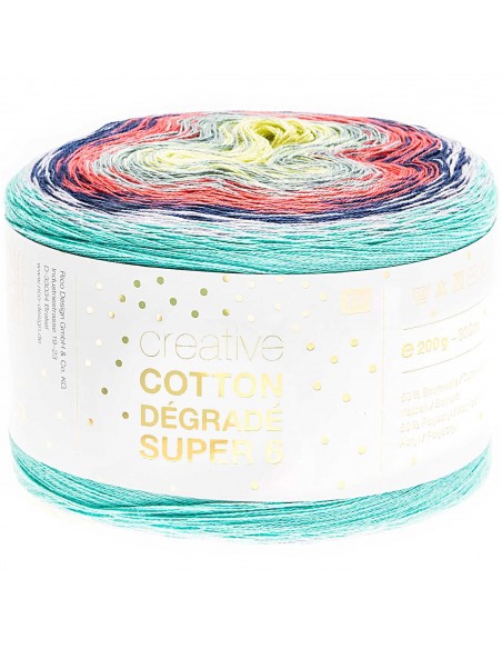 Pelote Creative cotton dégradé Super 6 Turquoise-melon