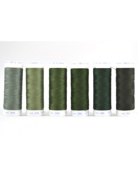 Bobine de 100m de fil à coudre Polyester Lichen