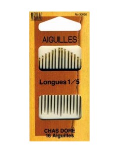 Pochette 16 Aiguilles longues Assortiment tailles 1 à 5