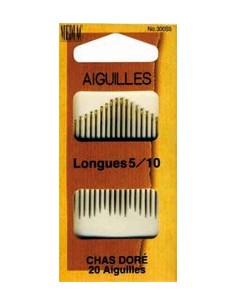Pochette 20 Aiguilles longues Assortiment tailles 5 à 10
