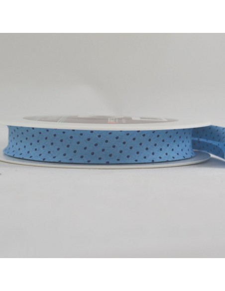 Biais coton 20mm Azur à Pois Marine