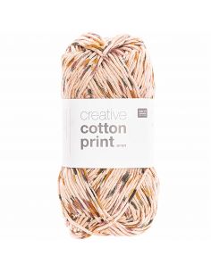 Pelote Creative cotton print aran pétrole-orange spray