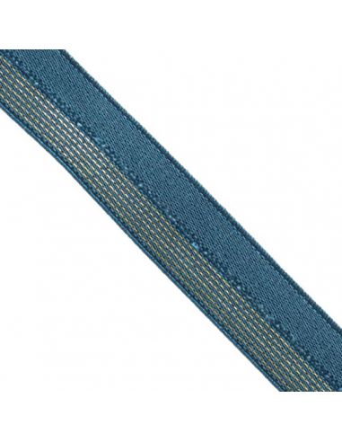 Bordure élastique 17mm jeans rayé lurex doré