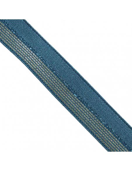 Bordure élastique 17mm jeans rayé lurex doré