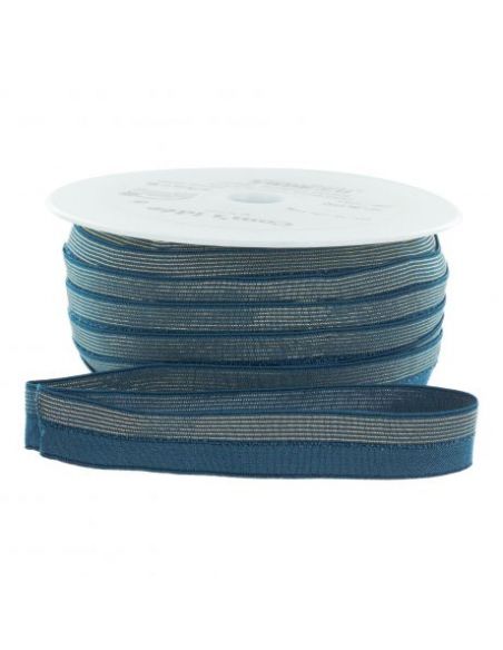 Bordure élastique 17mm jeans rayé lurex doré