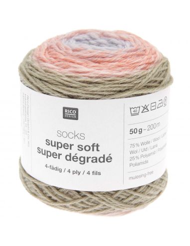 Pelote Rico socks super soft super dégradé 4 fils pastel