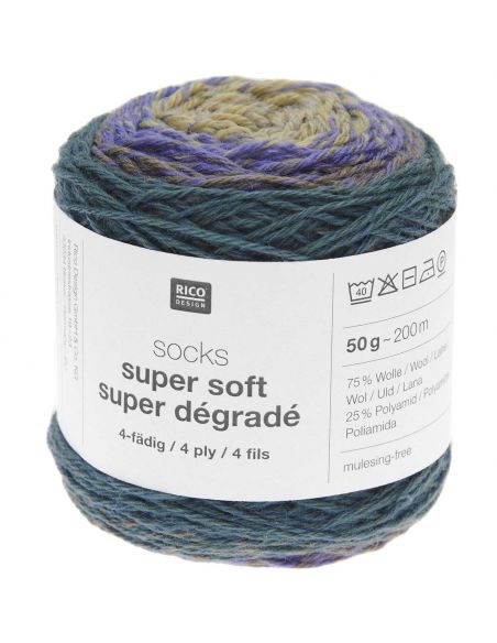 Pelote Rico socks super soft super dégradé 4 fils forest
