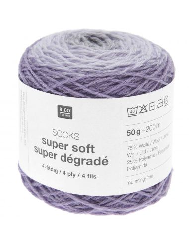 Pelote Rico socks super soft super dégradé 4 fils lilac