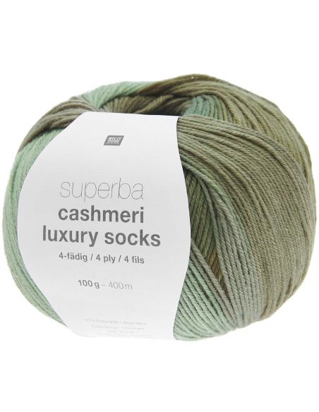 Pelote Rico socks superba cashmeri luxury 4 fils olive dégradé