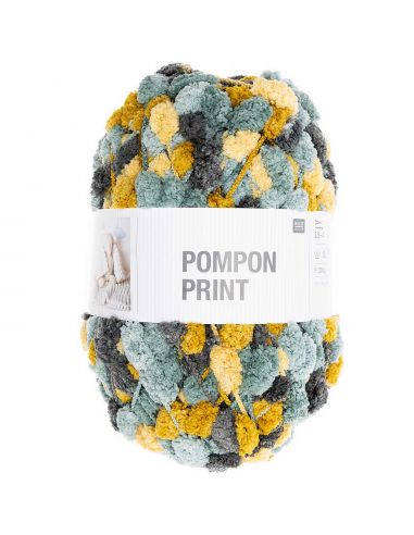 Pelote Creative pompon print moutarde-pétrole