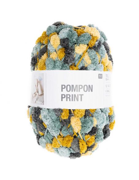 Pelote Creative pompon print moutarde-pétrole