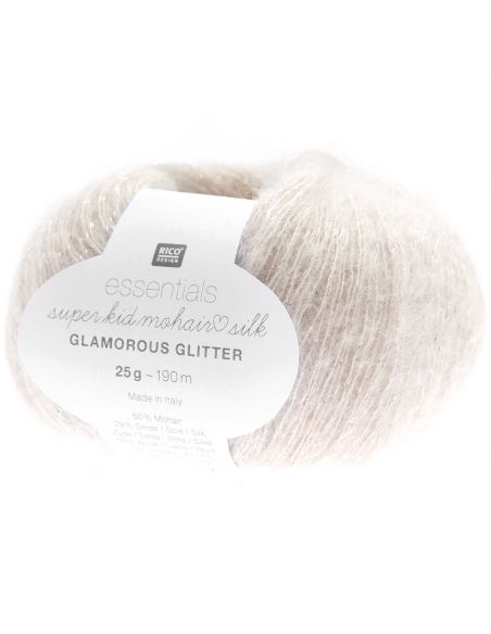 Pelote Essentials super kid mohair loves silk glamourous glitter écru