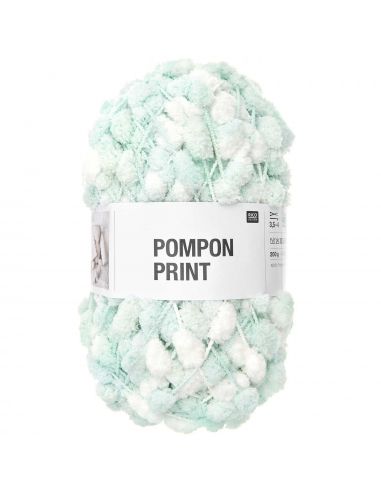 Pelote Creative pompon print aqua-blanc