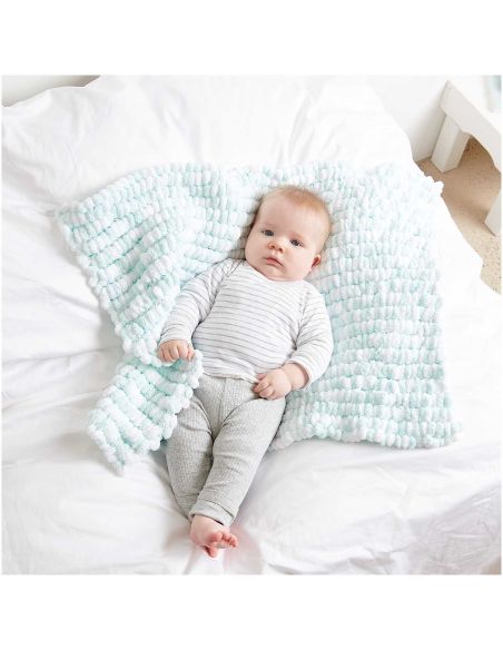 Pelote Creative pompon print aqua-blanc