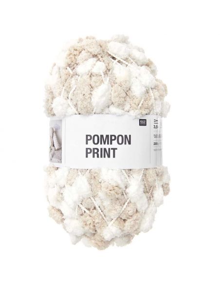 Pelote Creative pompon print beige-blanc