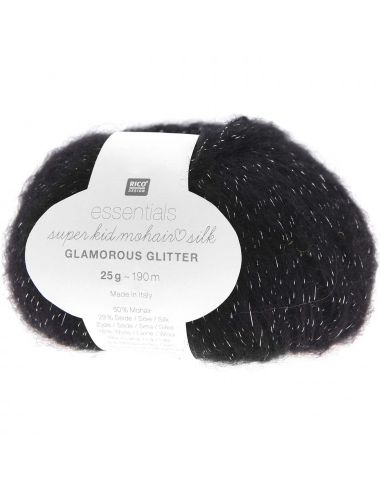 Pelote Essentials super kid mohair loves silk glamourous glitter noir