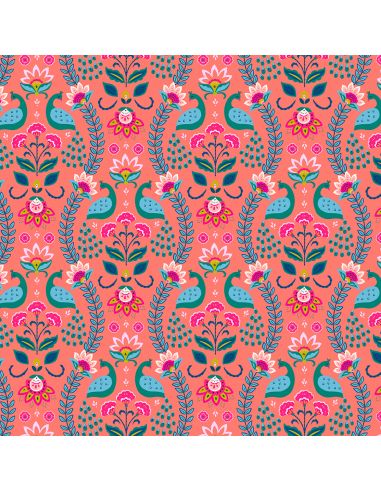 Tissu en coton Indian summer les paons