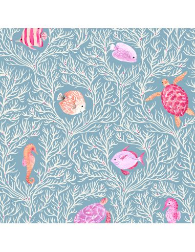 Tissu en coton Coral coast les coraux