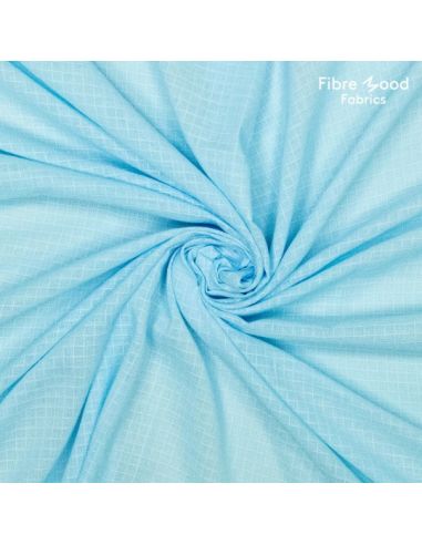 Tissu Fibre Mood coton dobby check bleu bébé