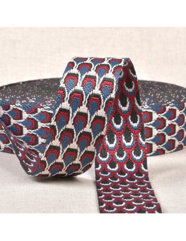 Sangle motif paon rouge