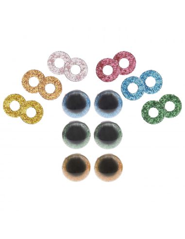 Lot de 6 yeux de sécurité 12mm avec 6 couleurs d'iris