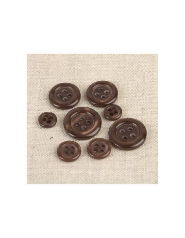 Bouton rond 4 trous 18mm marron