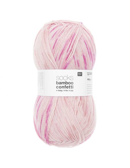 Pelote Rico socks bamboo confetti 4 fils candy