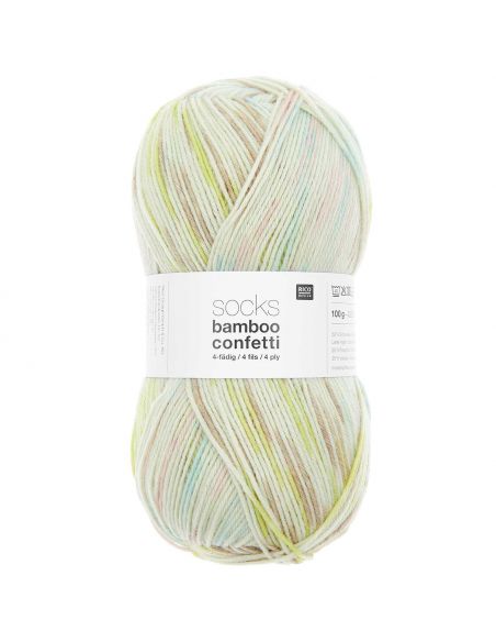 Pelote Rico socks bamboo confetti 4 fils fresh