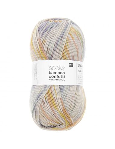 Pelote Rico socks bamboo confetti 4 fils summer