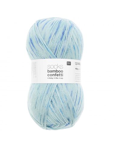 Pelote Rico socks bamboo confetti 4 fils azur