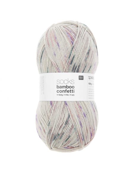 Pelote Rico socks bamboo confetti 4 fils romantic