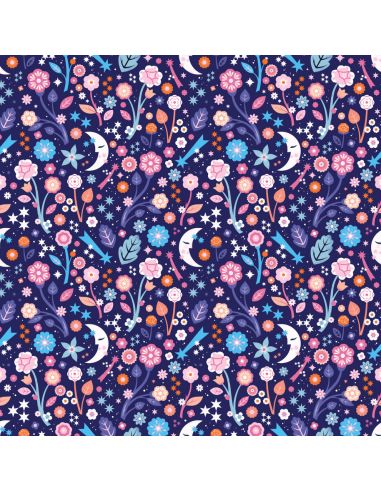 Tissu en coton Cosmic Cowboy midnight flora