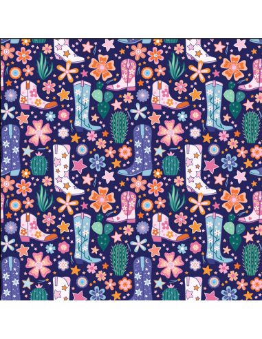 Tissu en coton Cosmic Cowboy interstellar boots