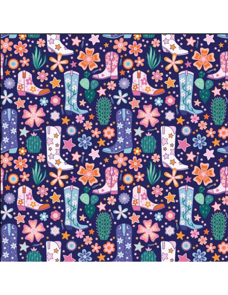 Tissu en coton Cosmic Cowboy interstellar boots