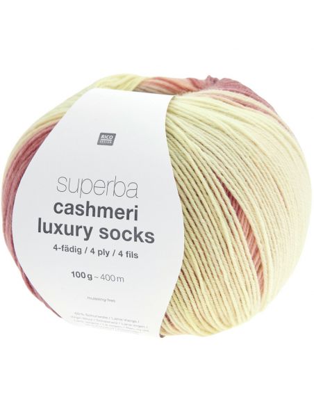 Pelote Rico socks superba cashmeri luxury 4 fils easy pastel