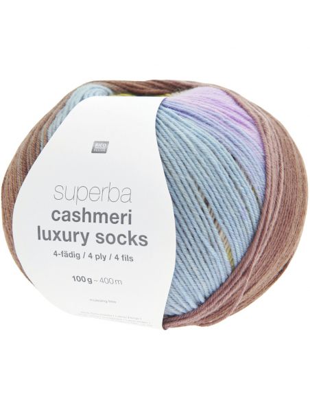Pelote Rico socks superba cashmeri luxury 4 fils ocean