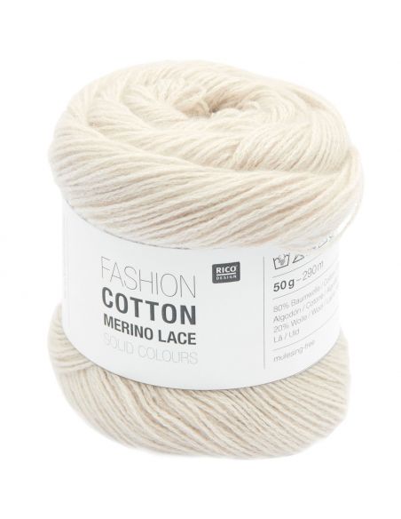 Pelote Fashion cotton merino lace solid color écru