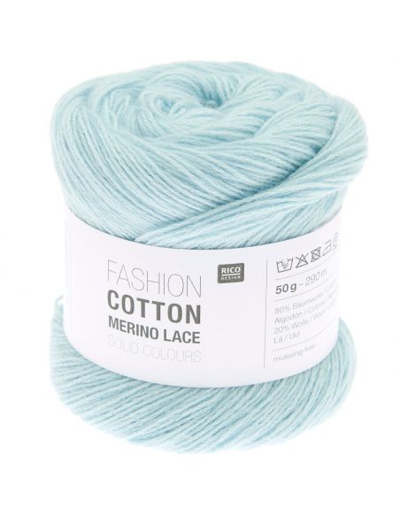 Pelote Fashion cotton merino lace solid color bleu clair