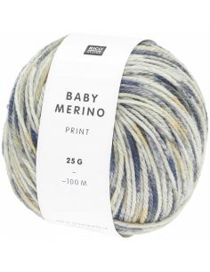 Pelote Rico baby merino print bleu marine vanille