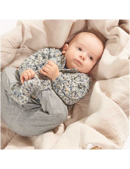 Pelote Rico baby merino print bleu marine vanille