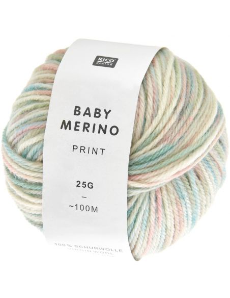 Pelote Rico baby merino print lilas lierre