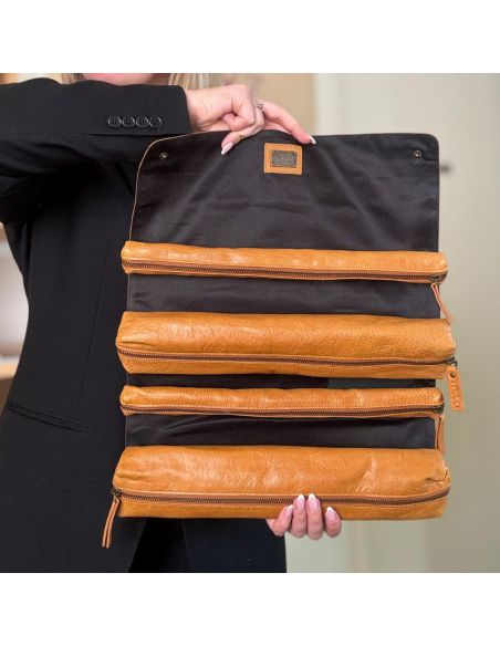 Frankie - étui multi rangement pour aiguilles à tricoter coloris whisky