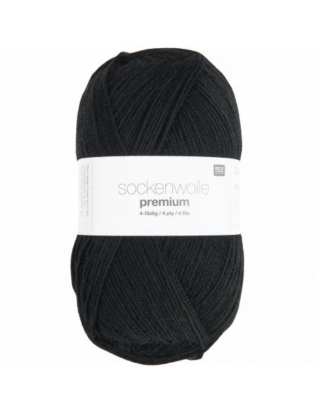 Pelote Rico sockenwolle premium 4 fils noir