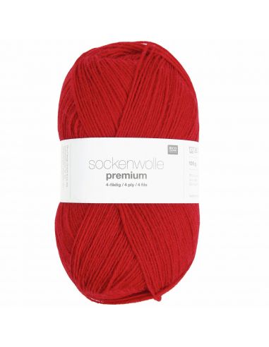Pelote Rico sockenwolle premium 4 fils rouge