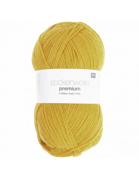 Pelote Rico sockenwolle premium 4 fils jaune