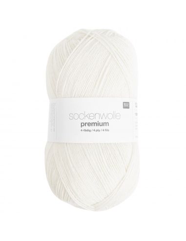 Pelote Rico sockenwolle premium 4 fils blanc