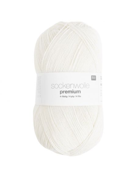 Pelote Rico sockenwolle premium 4 fils blanc