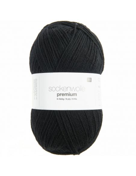 Pelote Rico sockenwolle premium 6 fils noir