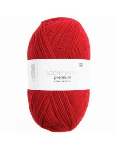 Pelote Rico sockenwolle premium 6 fils rouge