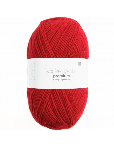 Pelote Rico sockenwolle premium 6 fils rouge